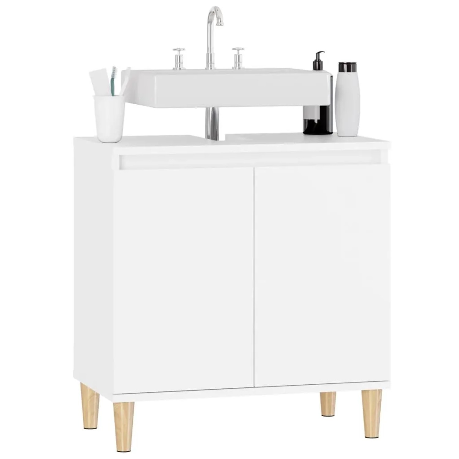 vidaXL Waschbeckenunterschrank Weiß 58x33x60 cm Holzwerkstoff 821252_4
