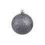 Graue, glitzernde Weihnachtskugel aus dem 100-tlg. Set, Durchmesser ca. 4 cm.