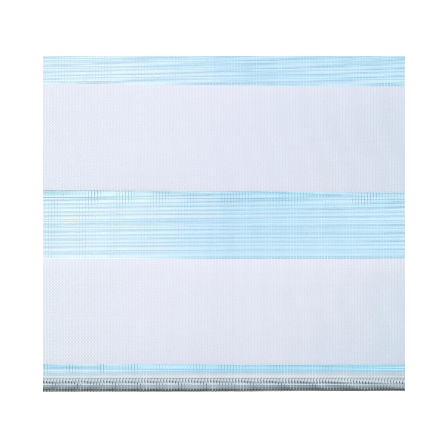 Weißes Vario-Rollo Sedano, 60x150 cm, mit hellblauen Streifen zur Lichtregulierung.
