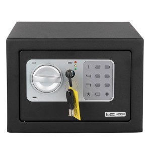 Anthrazitfarbener KARAT Tresor Cortez mit Zahlenschloss und Schlüssel.