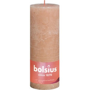 Bolsius Rustik-Kerze Shine XXL, Ø 10 cm, 30 cm hoch, in Nebligem Rosa. Stumpenkerze für gemütliche Atmosphäre.