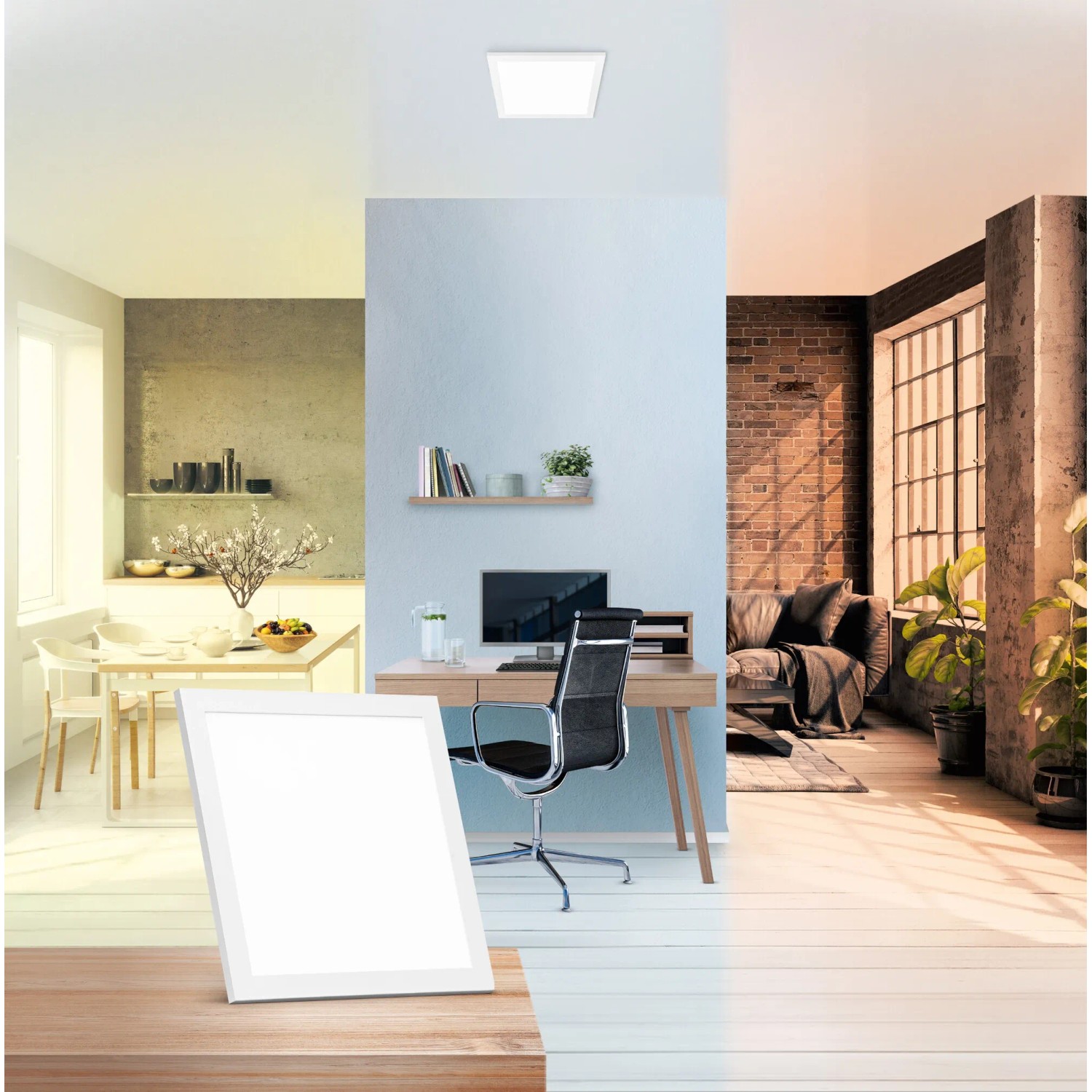 Ledvance Planon Plus Sun@Home Smart+ Deckenleuchte 30x30cm für Wohn- und Arbeitsbereiche mit einstellbarer Lichtfarbe.