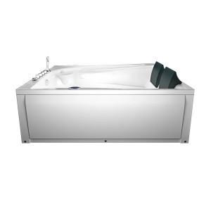 AquaVapore Whirlpool Badewanne 180x135cm, Rechteck-Wanne mit Armaturen und Nackenkissen.