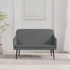 Dunkelgraue vidaXL Sitzbank (110x76x80 cm) mit Stoffbezug und Metallbeinen.