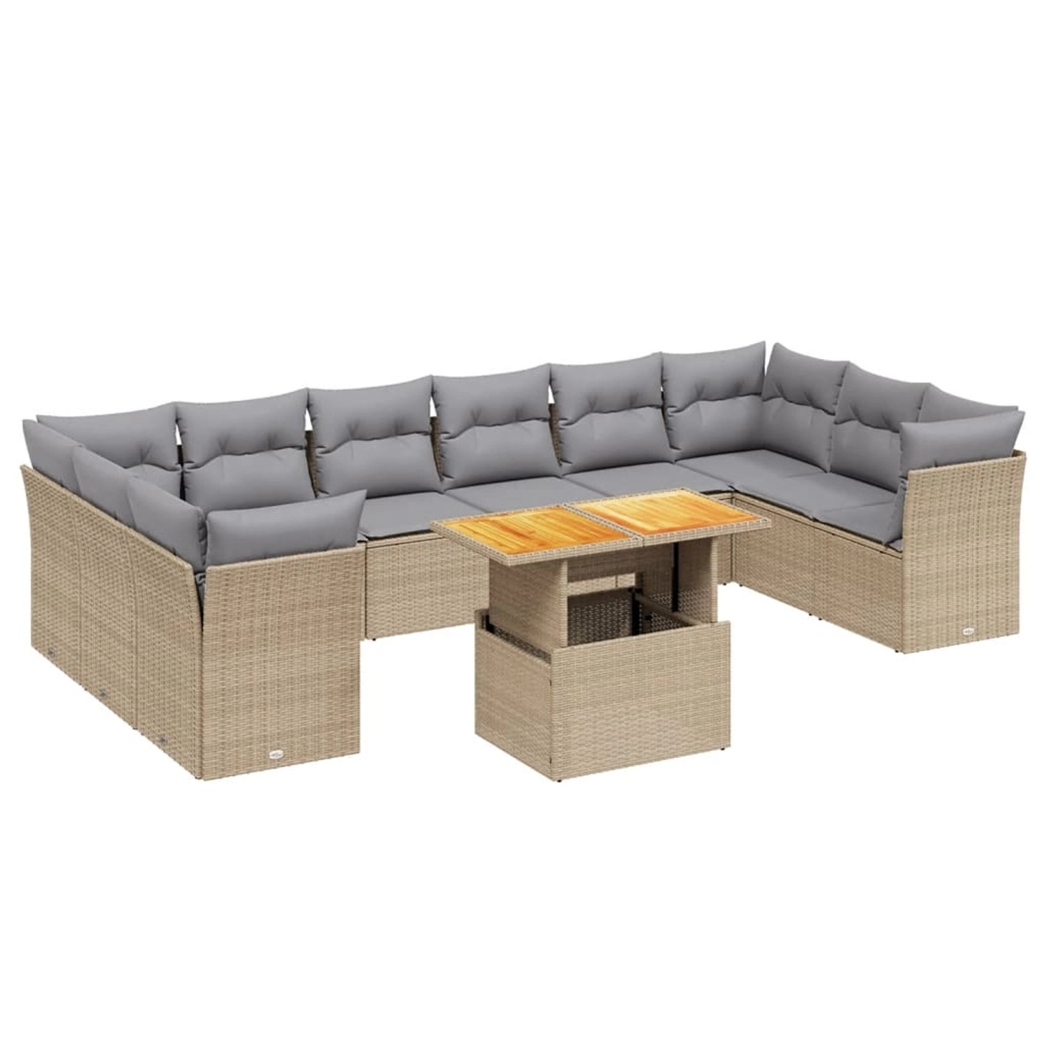 vidaXL 11-tlg Garten-Sofagarnitur mit Kissen Beige Poly Rattan Modell 164 günstig online kaufen