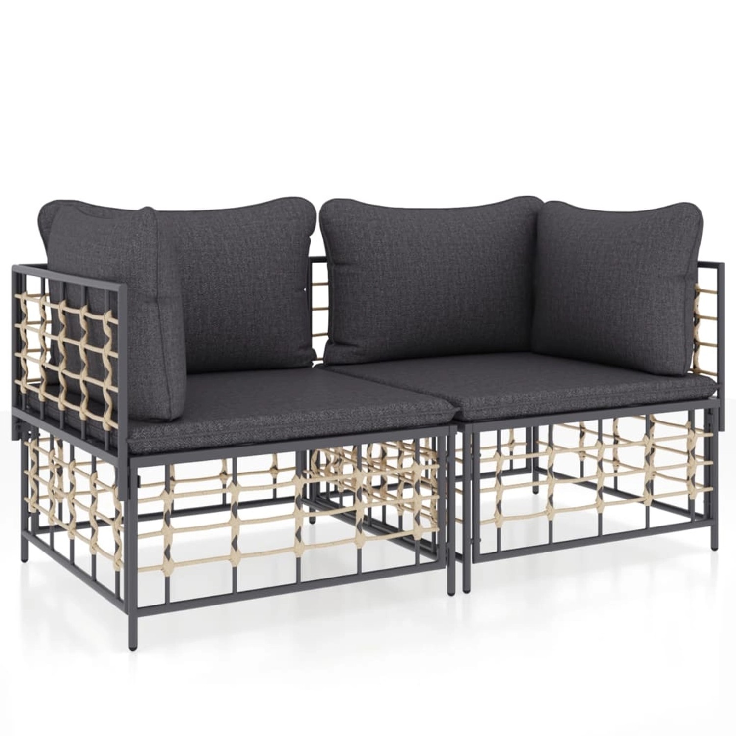 vidaXL Ecksofas mit Kissen 2 Stk. Modular Poly Rattan Modell 1