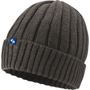Anthrazitfarbene Scheibler Strickmütze Hank 8960 für Arbeitskleidung mit Rippenmuster.