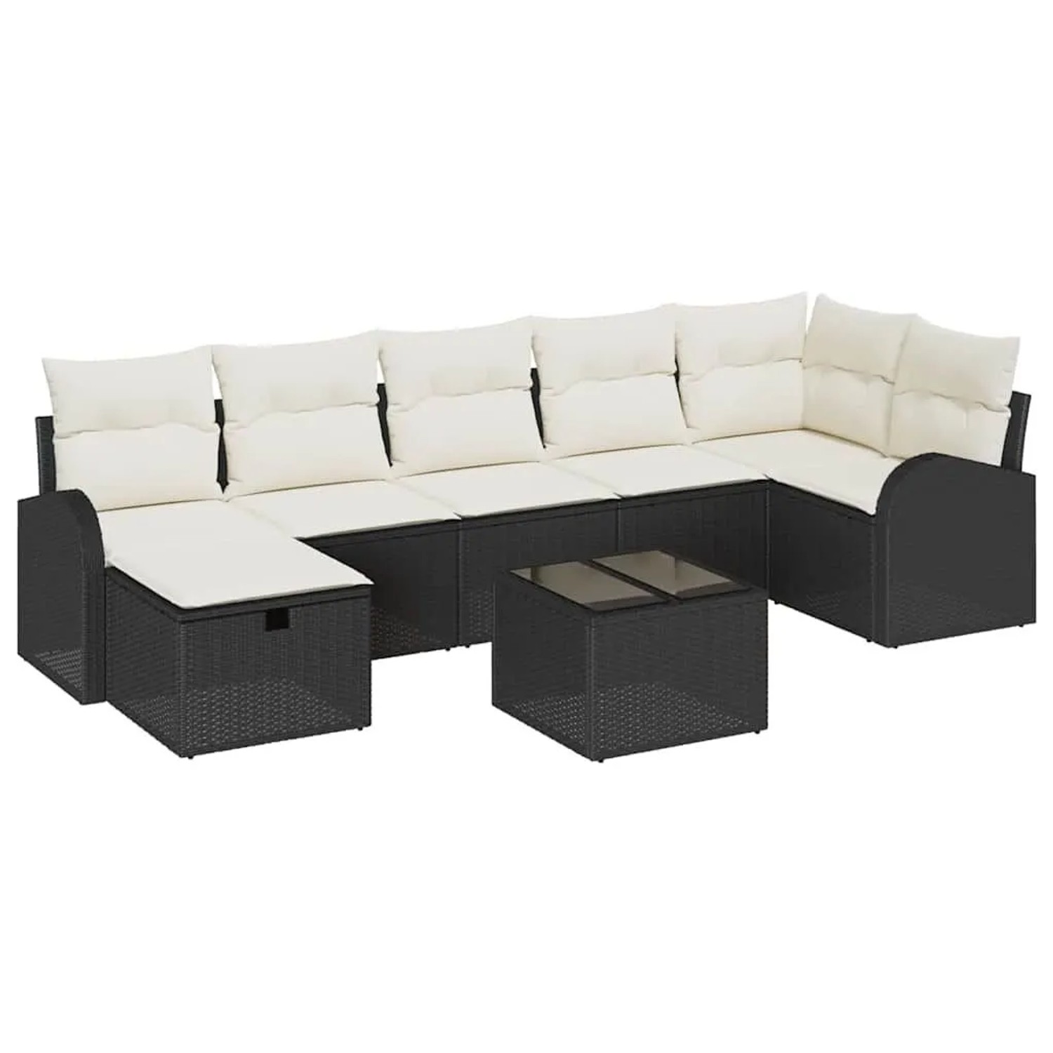vidaXL Sofa Set mit Kissen mit Speicher Schwarz und Creme Poly-Rattan 33591 günstig online kaufen