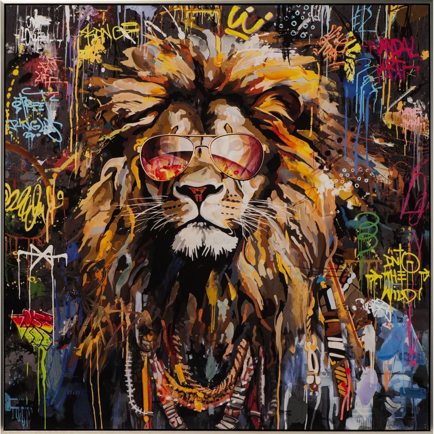 Art Universe Leinwandbild Cool Lion King 100 x 100 cm
