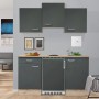 Flex-Well Singleküche Morena, 150 cm, Basaltgrau/San Remo Eiche, mit Kühlschrank und Kochfeld.
