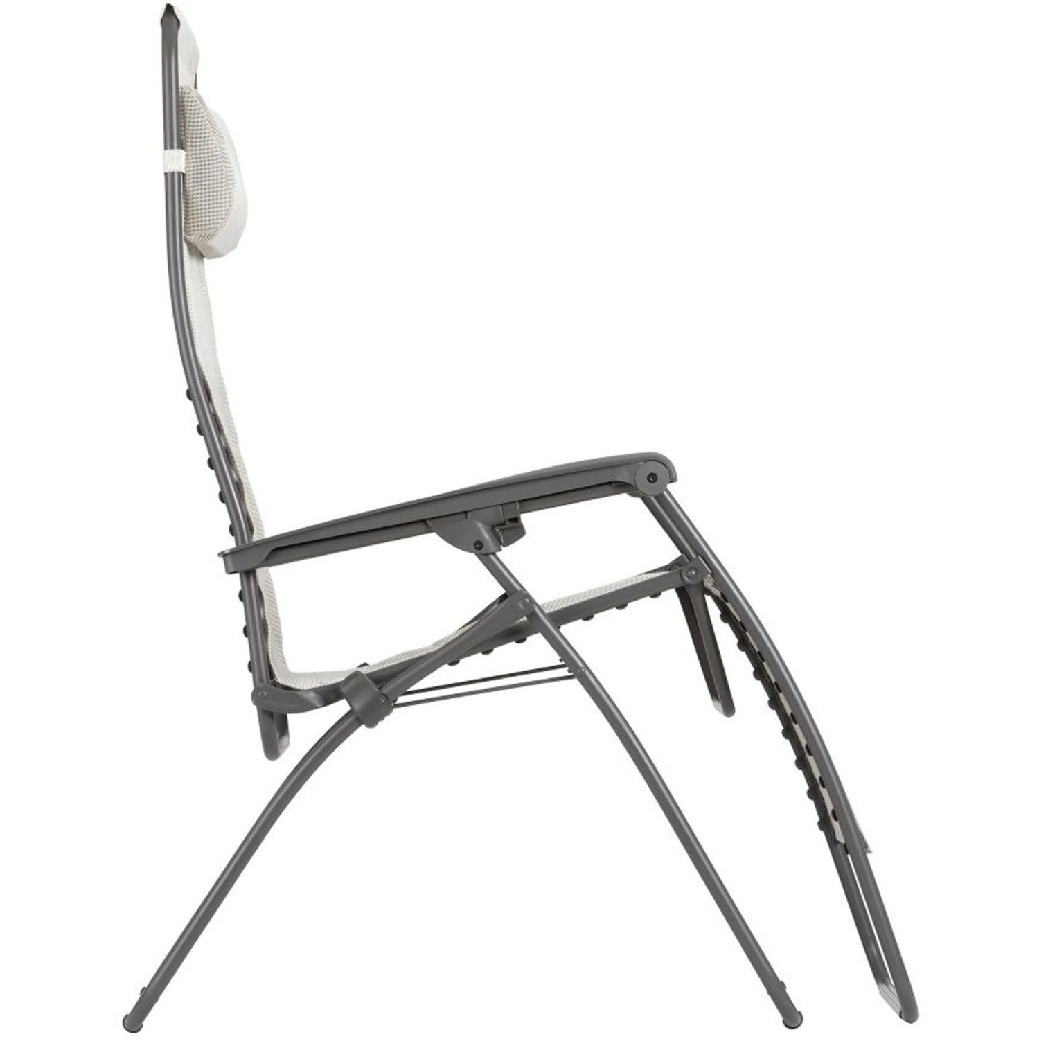 Lafuma Relaxsessel RSXA CLIP XL, Seigle II, Ansicht von der Seite. Gartenstuhl mit verstellbarer Kopfstütze.