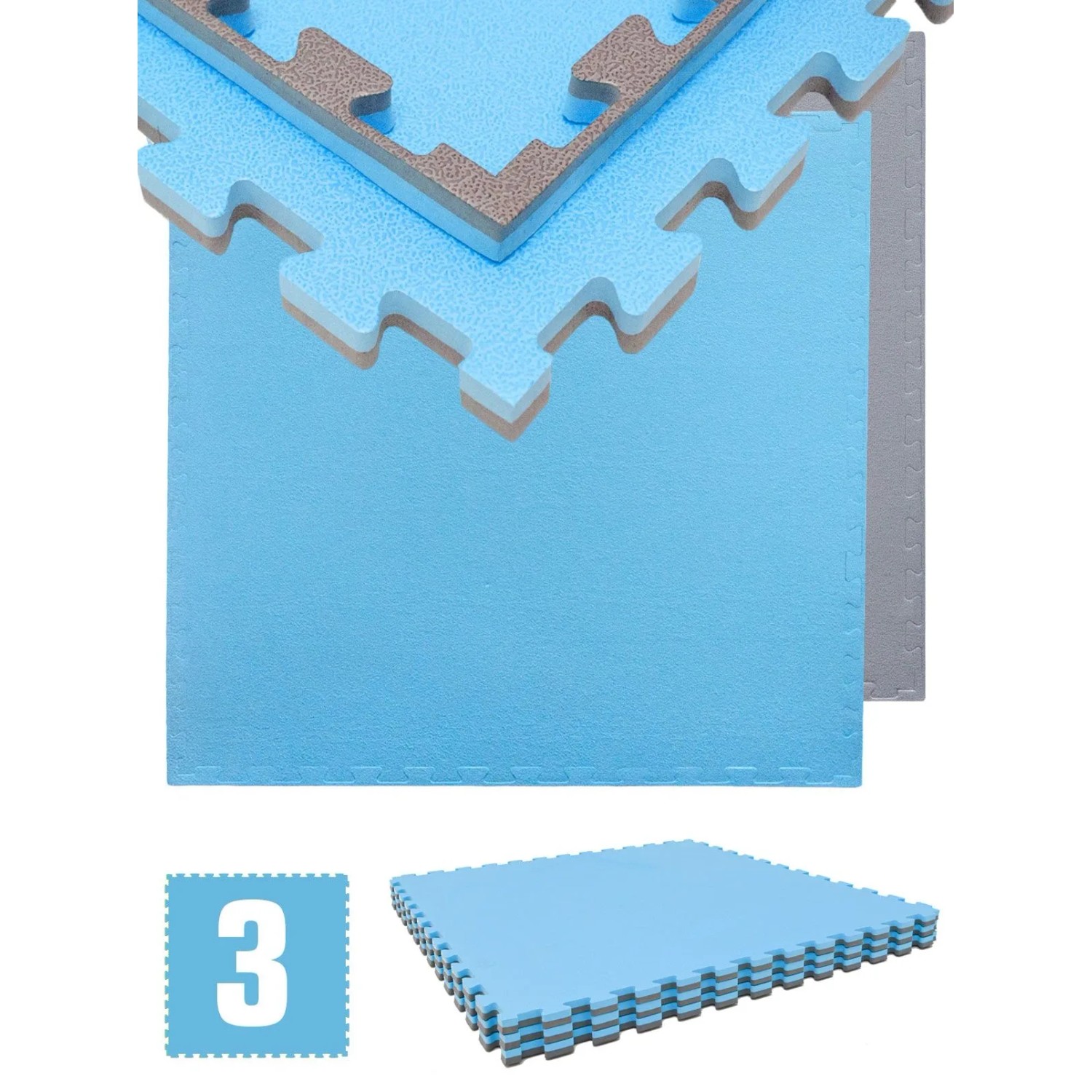 eyepower Fitnessmatte 90 x 90 x 2 cm 3er Set Blau