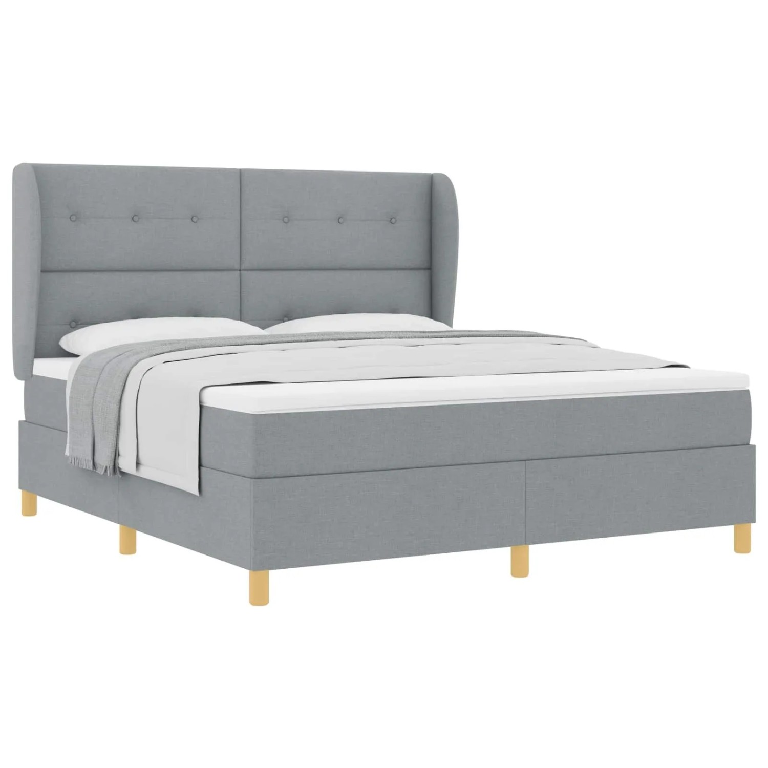 vidaXL Boxspringbett mit Matratze Dunkelgrau 90x190 cm Hellgrau 3340767