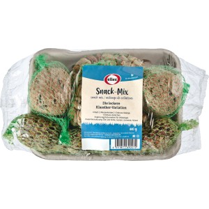 Elles Wildvogelfutter Snack-Mix, 4-teilig: Meisenknödel, Erdnüsse, Erdnuss-Stick für Wildvögel.
