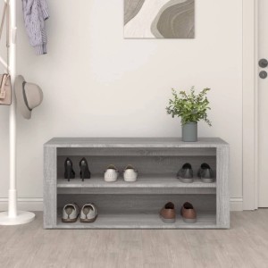 vidaXL Schuhregal in Grau Sonoma, 100x35x45 cm, mit zwei Fächern für Schuhe.