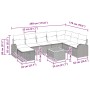 Beiges 9-teiliges Garten-Sofa-Set aus Rattan mit Kissen und Stauraum. Gartenmöbel für Terrasse und Garten.