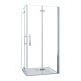 AICA Falttür Dusche 85x70cm, Eckeinstieg mit 6mm NANO Glas und Chromrahmen.