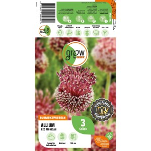 Verpackung GROW by OBI Zierlauch Red Mohican, rote Blüte, 100cm hoch.