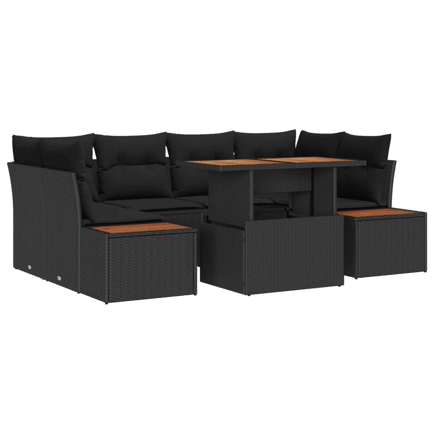 vidaXL Garten-Sofa-Set mit Speicher 7-Tlg Schwarz Poly Rattan 3358772 günstig online kaufen