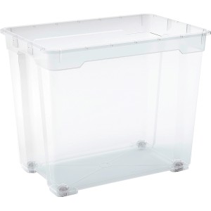 Transparente OBI Allzweckbox Santos XXL (78 l) mit Rollen, ideal zur Aufbewahrung und zum Transport.