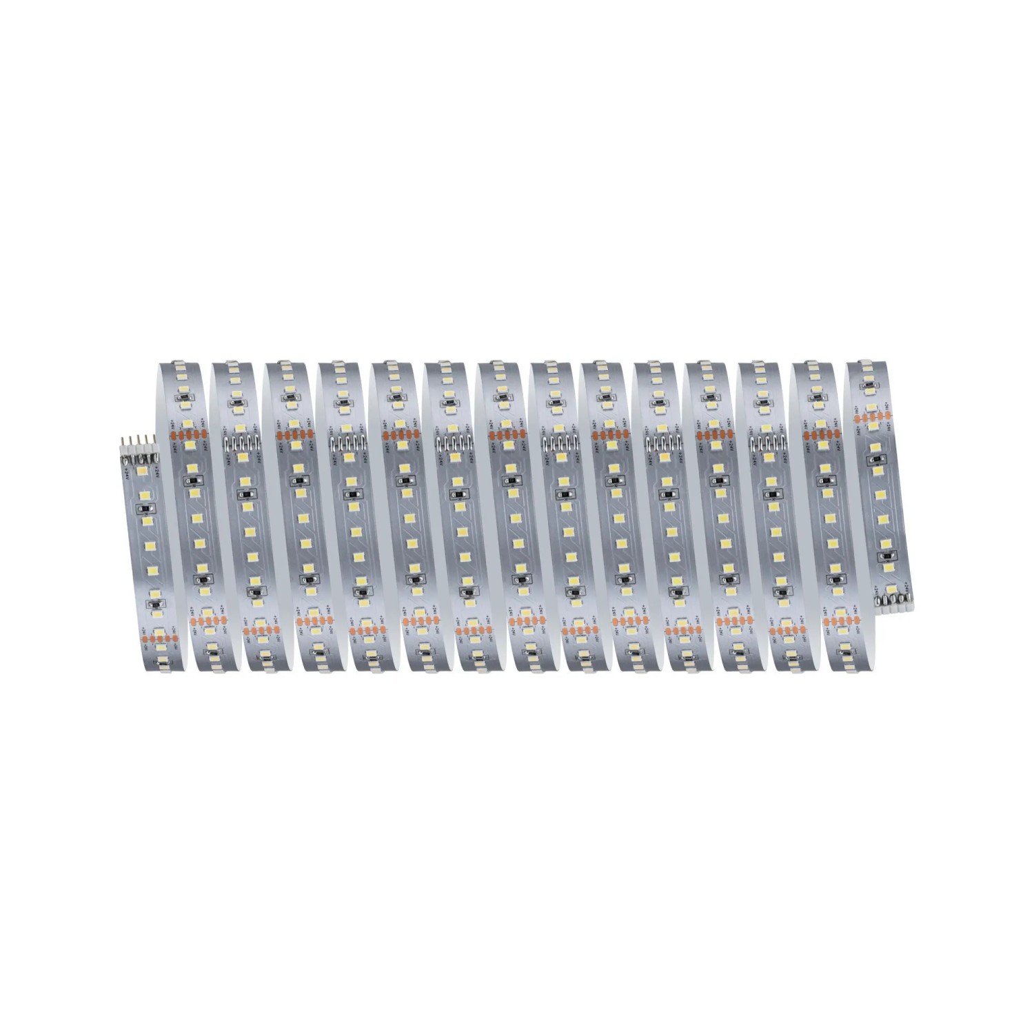 Flexibler Paulmann LED-Strip MaxLED 1000 in Neutralweiß, 5 m, mit sichtbaren LEDs und Anschluss.