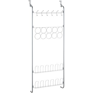 Wenko Tür-Organizer aus Metall, 150,5 cm hoch, mit Haken und Ablagen zur Montage an der Tür.