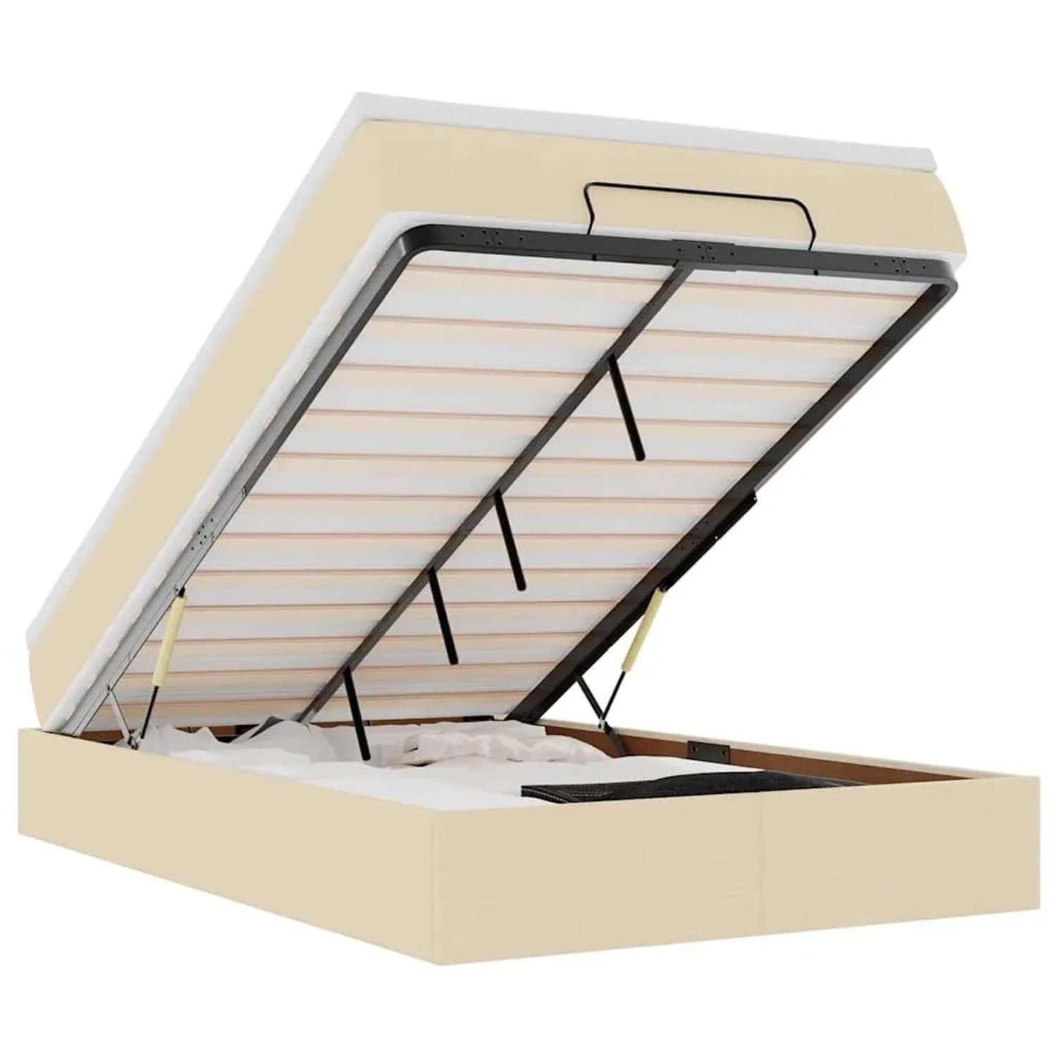 vidaXL Ottoman-Bett mit Matratze Creme 120x200 cm Stoff 3311104