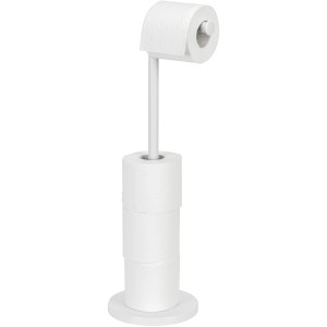 Weißer Wenko Toilettenpapierhalter 2in1 mit Rollenhalter und Stauraum für 4 Ersatzrollen.