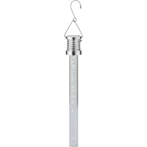 Grüne Solar-Hängeleuchte in Stabform, 22 cm, mit LED und Haken zur Aufhängung.