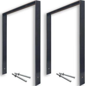 2 anthrazitfarbene TRUTZHOLM Fahrradanlehnbügel aus Flachstahl mit Bodenankern.