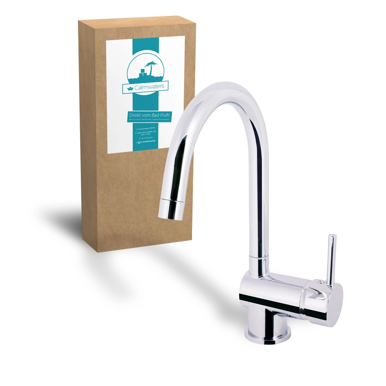 Calmwaters Spültischarmatur Chrom C-Auslauf Schwenkbar 12PZ2576