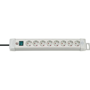 Brennenstuhl Premium-Line Steckdosenleiste, 8-fach, grau, mit 3 m Kabel.