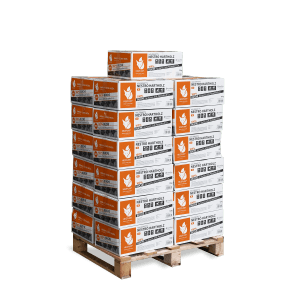 Palette Heizfuxx Holzbriketts Nestro Hartholz, 25 Kartons à 12kg, sauber verpackt.