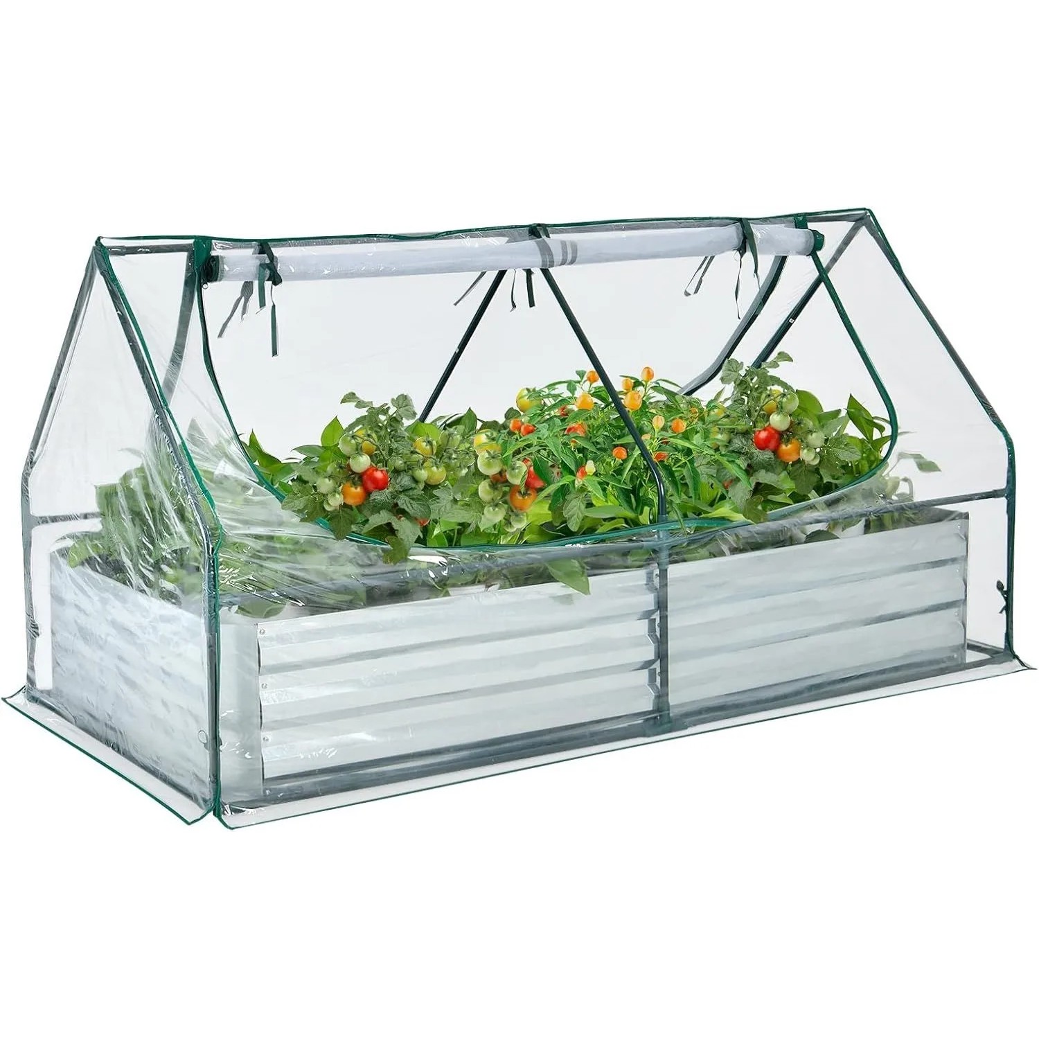 Costway 3 In 1 Gewächshaus mit Fenstern 180 x 90 x 91 cm Silber