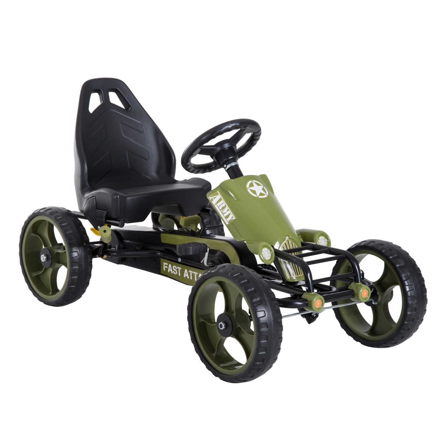 HOMCOM Go Kart Tretauto mit Handbremse Verstellbarem Sitz