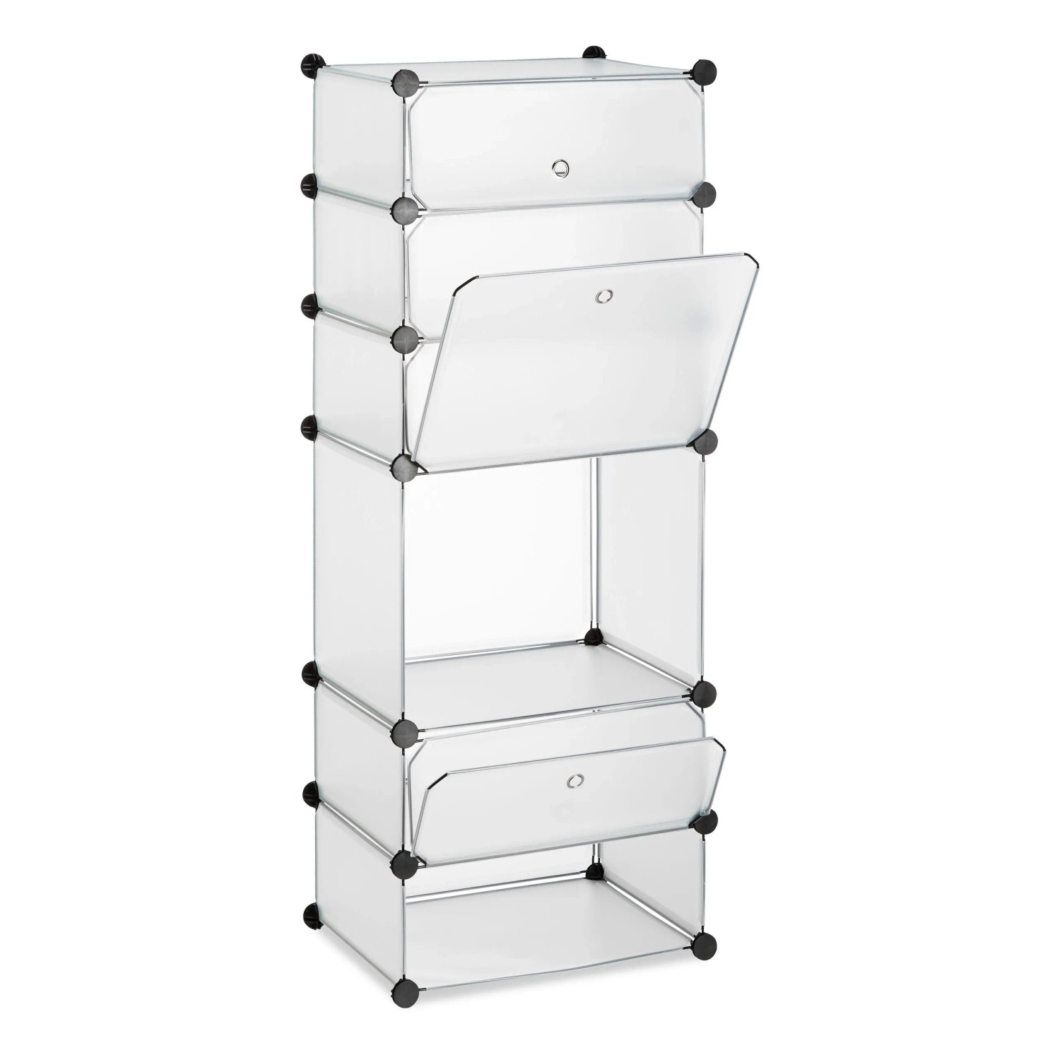Relaxdays Schuhregal 6 Fächer Kunststoff Transparent Stecksystem 126 cm x 49 cm x 36,5 cm 5 kg