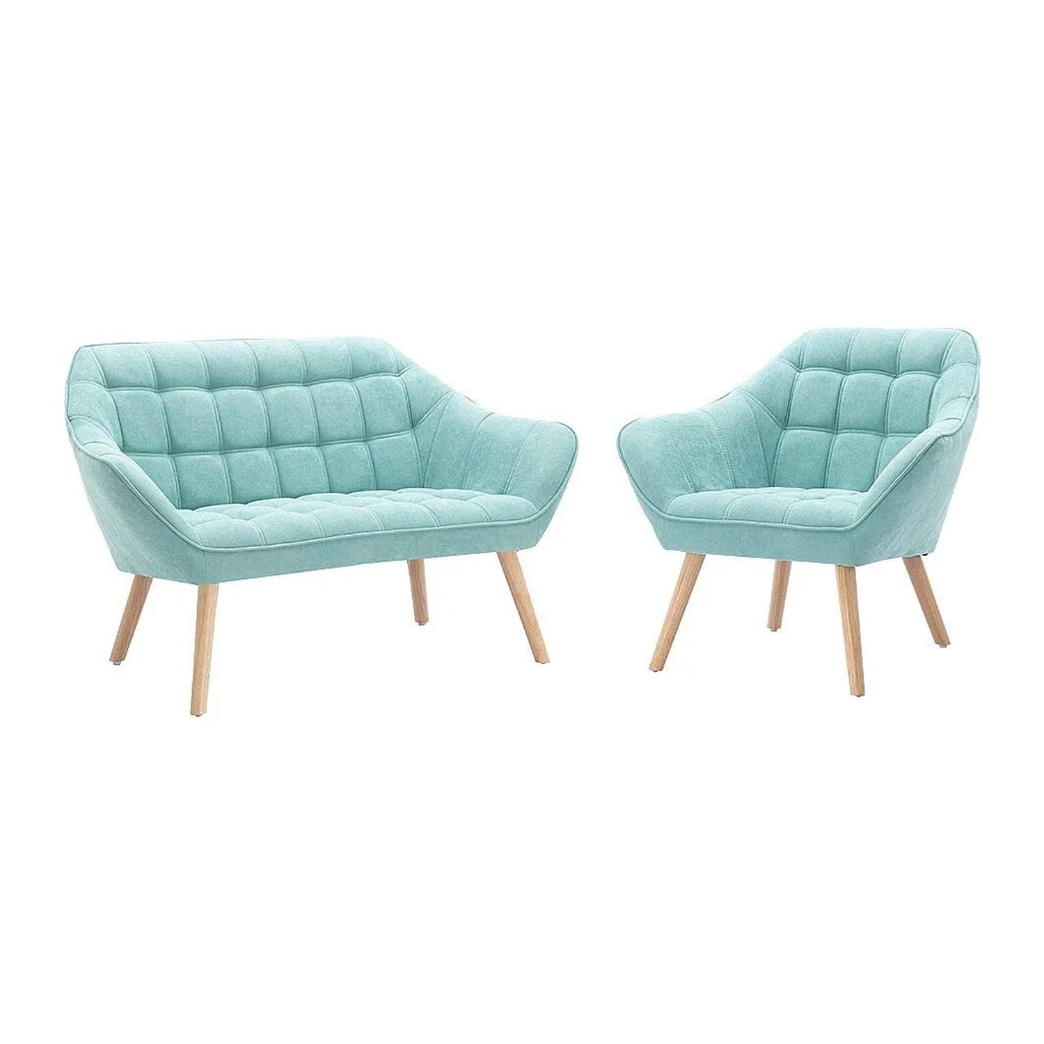 Vente-unique Couchgarnitur Mit Sessel Caserta Mandelgrün 127 cm  82 cm