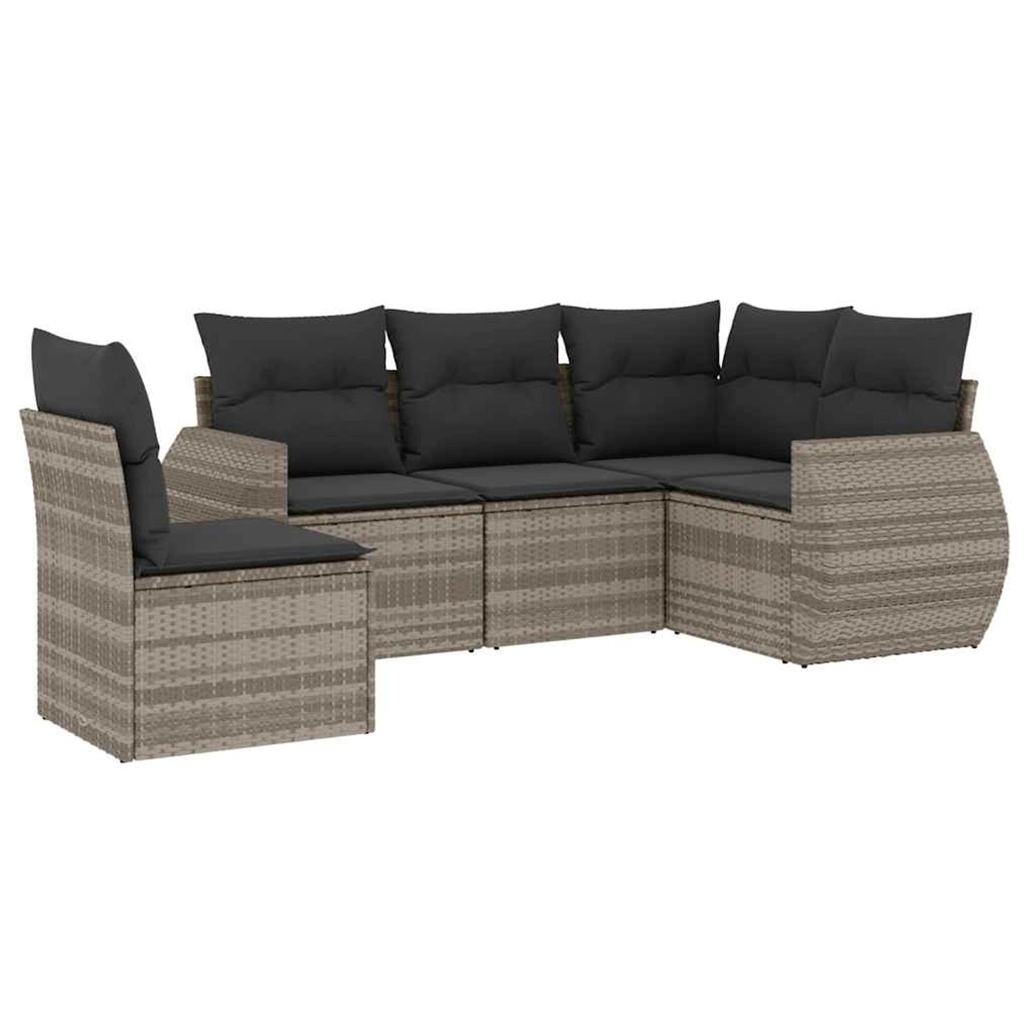 vidaXL 5-Tlg Garten-Sofagarnitur mit Kissen Hellgrau Poly Rattan 3221371 günstig online kaufen