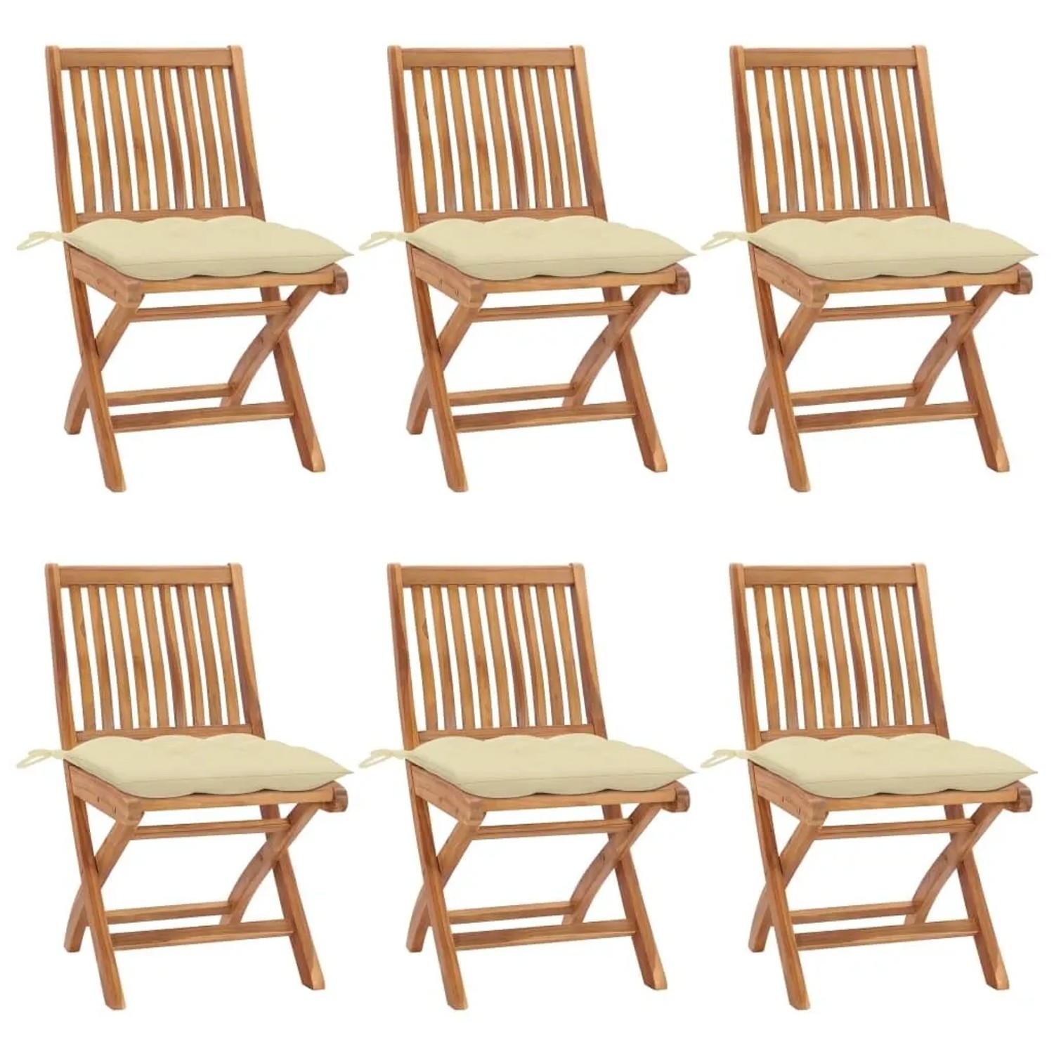 vidaXL Klappbare Gartenstühle mit Kissen 6 Stk Massivholz Teak 3072851