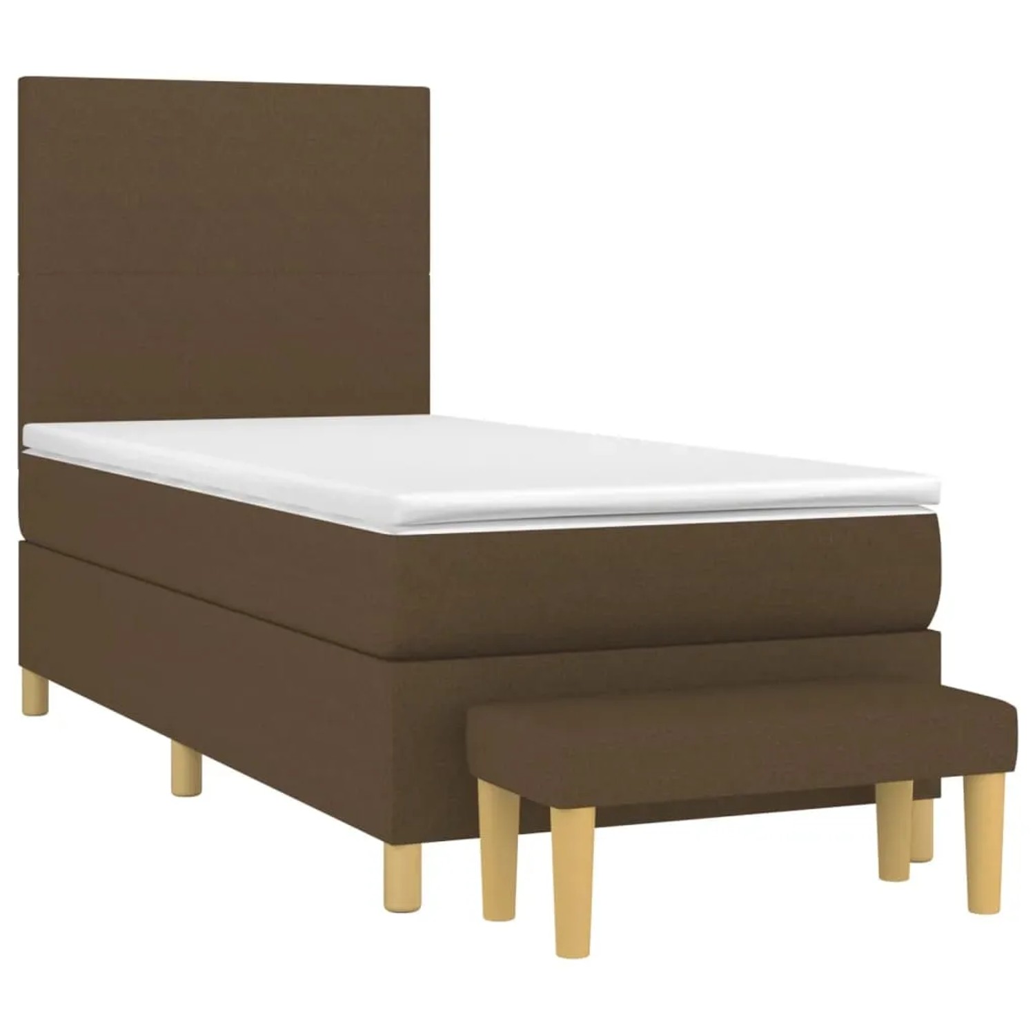 Dunkelbraunes vidaXL Boxspringbett (80x200 cm) mit Matratze und Bank.