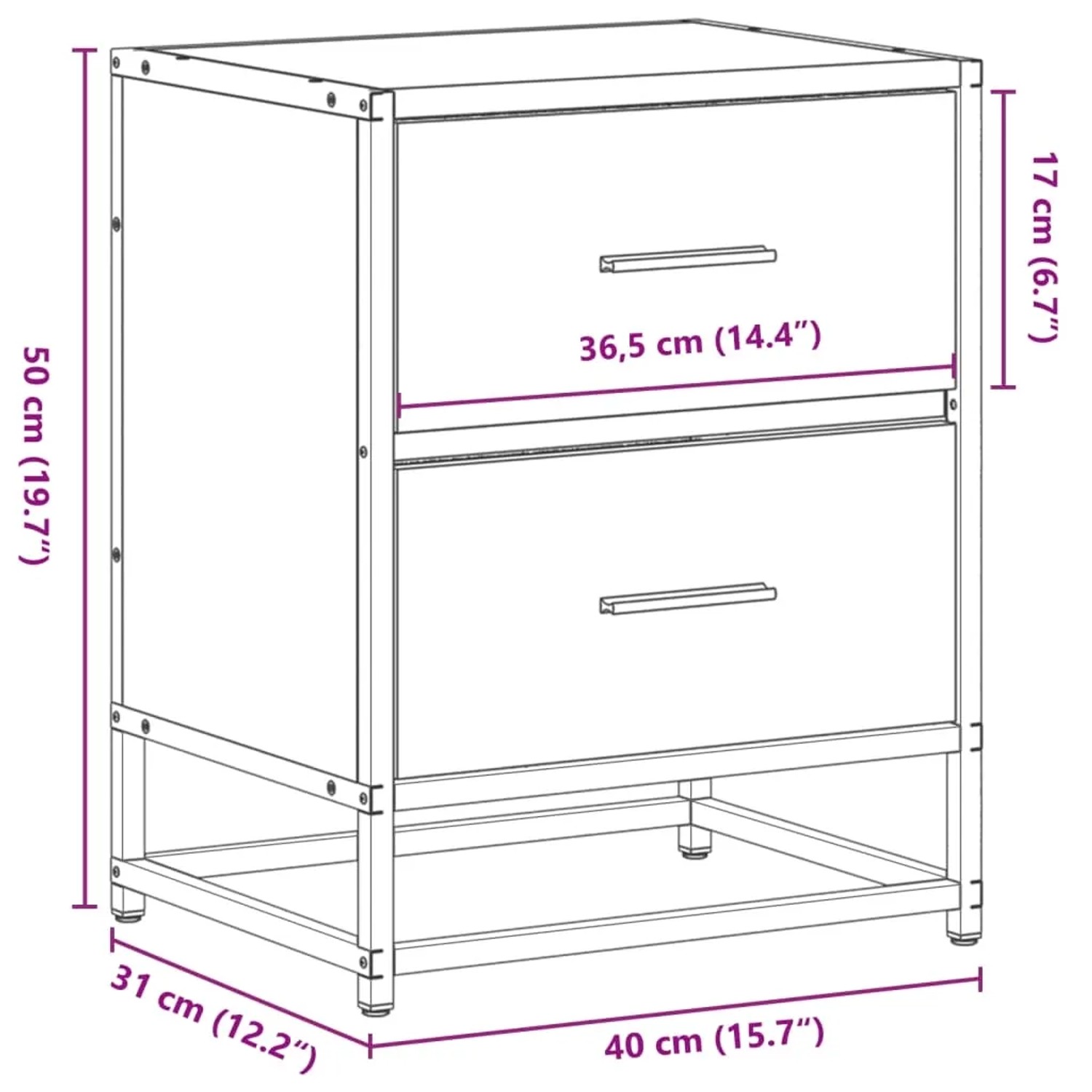 vidaXL Nachttische 2 Stk, Räuchereiche 40x31x50 cm Holzwerkstoff 848679_12