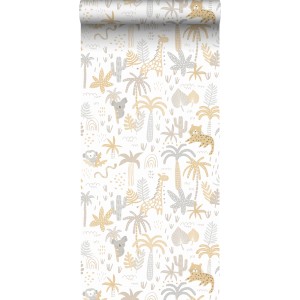 Sanders & Sanders Tapete Dschungeltiere Ockergelb Grau Und Beige 53 Cm X 10 M - 640450