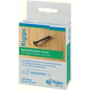 Rigips Grobgewindeschrauben 3,8x35mm, 150 Stück für Holzunterkonstruktionen.