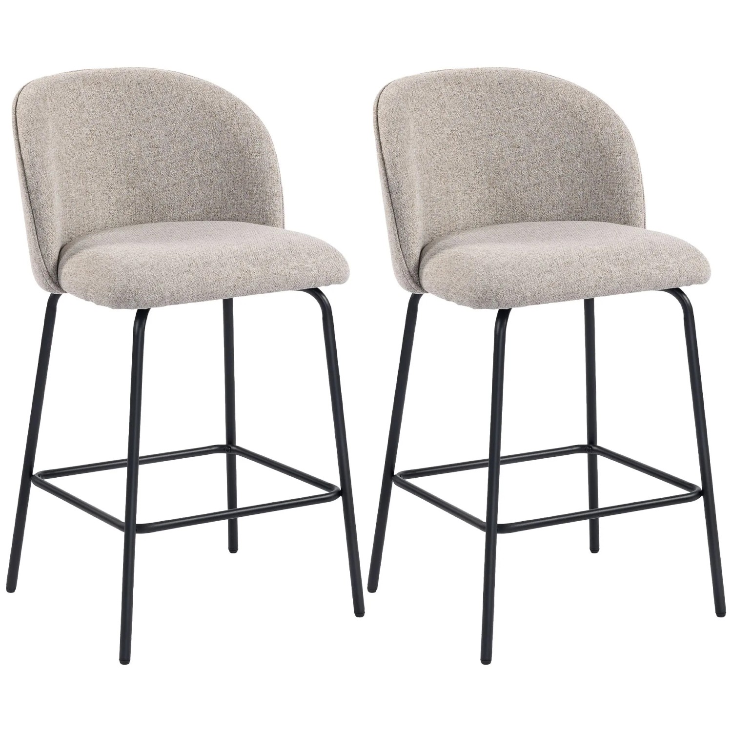 HOMCOM Barhocker Polyester Stahl 55L x 50B x 93H cm Hellgrau