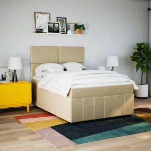 vidaXL Boxspringbett mit Matratze Creme 160x200 cm Stoff 3291717