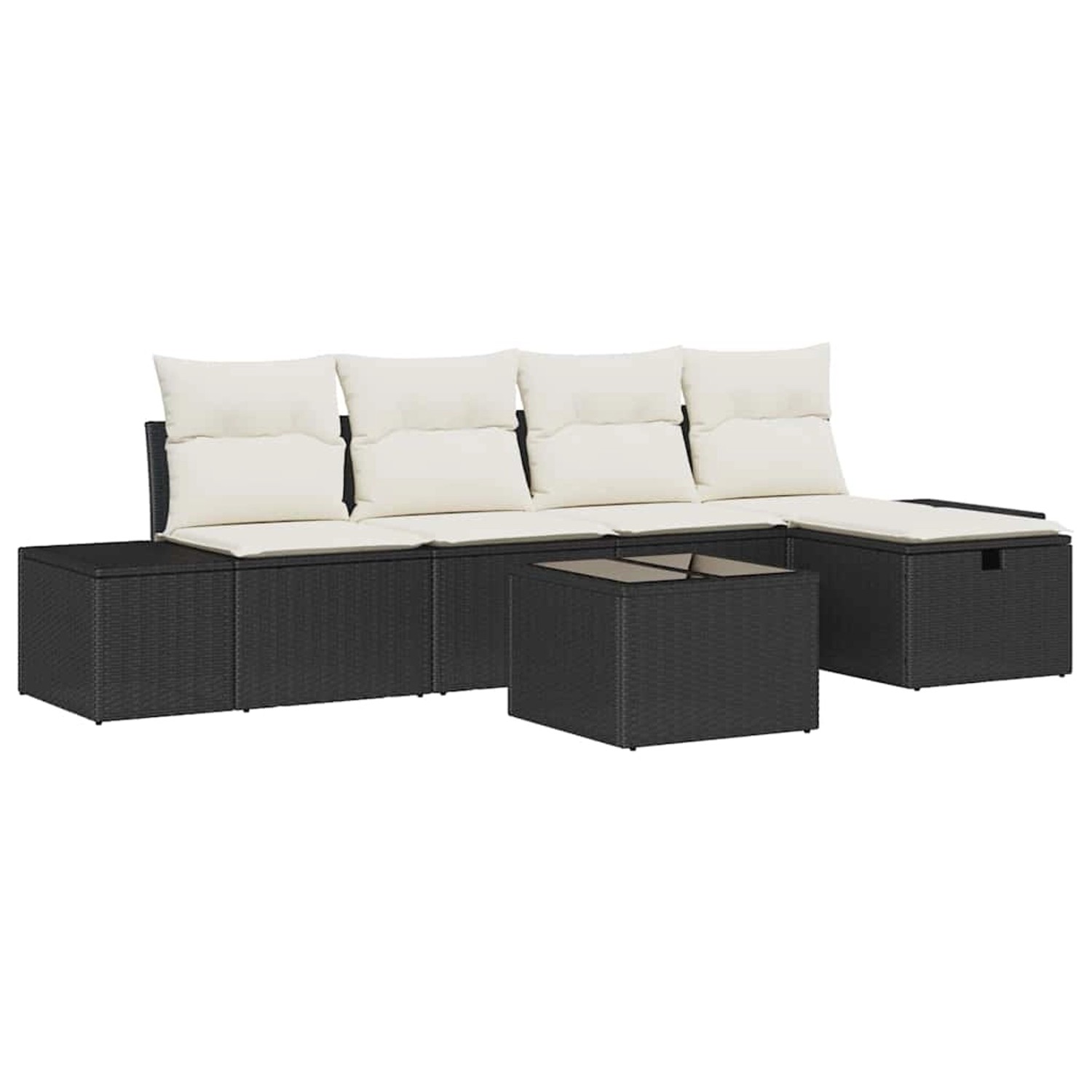 vidaXL Garten-Sofa-Set mit Kissen 6-Tlg Schwarz Poly Rattan 3359366 günstig online kaufen