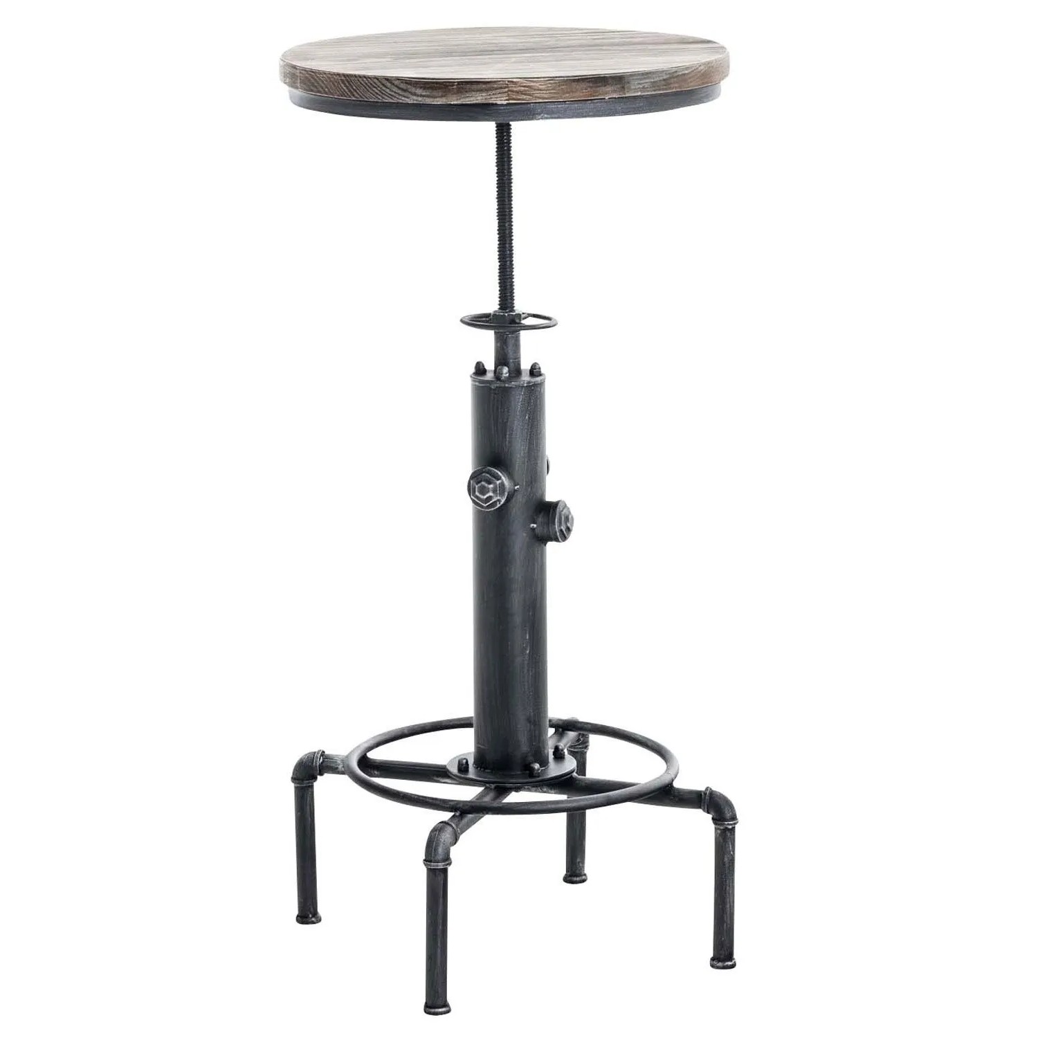 DELUKE Stehtisch THEA Rund 39x39x79cm Holz Antik-Silber Hoher Tisch Bartisch Bistrotisch Hoch