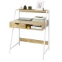 SoBuy Schreibtisch FWT63-N mit Ablage, Schublade, Metallgestell in Natur-Optik.