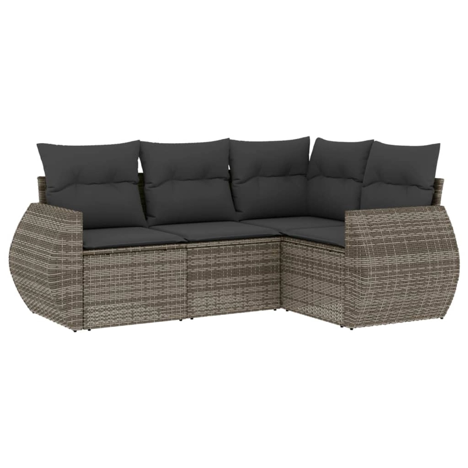 vidaXL 4-Tlg Garten-Sofagarnitur mit Kissen Grau Poly Rattan 3253647 günstig online kaufen