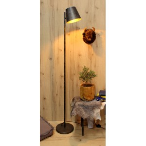 Luce Design Stehleuchte Colt, 1-flammig, Frost-Grau, Ø 25 cm. Design-Stehlampe im Industrial-Look.